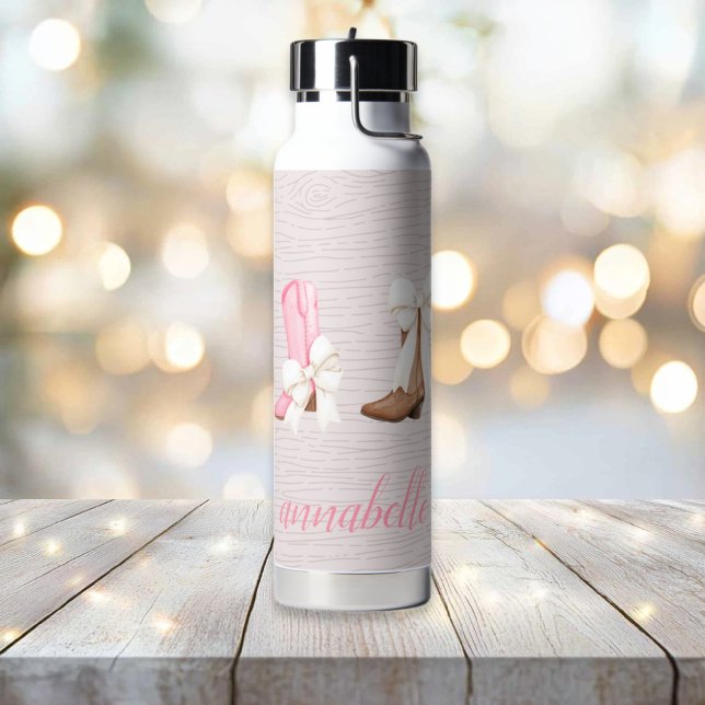 Bouteille D'eau Bottes de cowgirl Cute Coquette Personnalisées (Cute Coquette Cowgirl Boots Personalized Water Bottle)