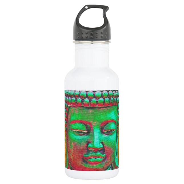 Bouteille D'eau Bouddha Pop en vert Turquoise et rouge (Devant)