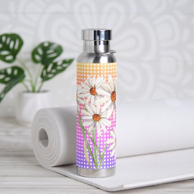 Bouteille D'eau Bouquet Daisy Aquarelle Sur En vichy (Yoga)