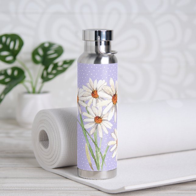 Bouteille D'eau Bouquet de marguerite aquarelle à points (Yoga)