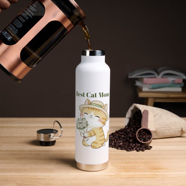 Bouteille d'eau Bouquet de Roses d'Été de Jardinie (Café (pivoté))