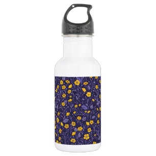 Bouteille D'eau Boutons jaunes et violets