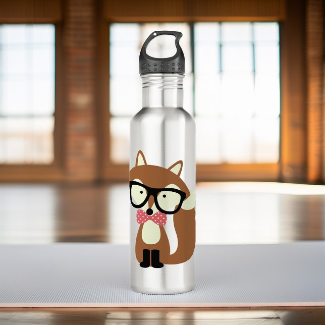 Bouteille D'eau Bow Cravate et lunettes Hipster Renard Brown (Créateur téléchargé)
