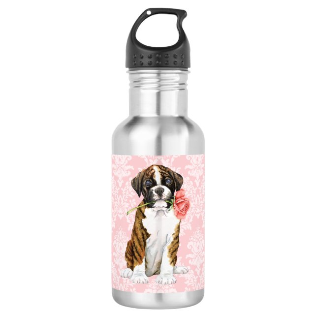 Bouteille D'eau Boxer Rose Valentine (Devant)