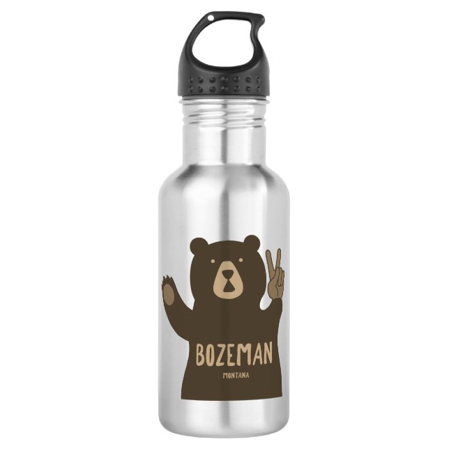 Bouteille D'eau Bozeman Montana Peace Bear (Devant)