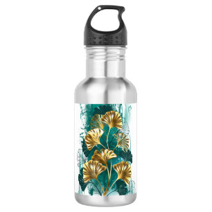 Bouteille D'eau Branche avec Feuilles d'or Ginko Biloba