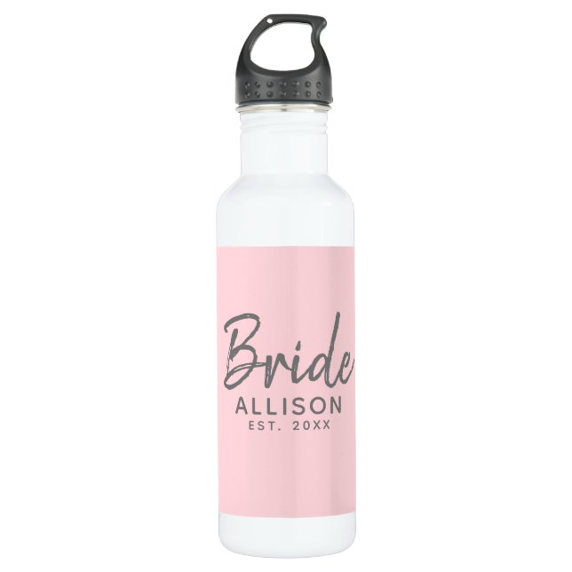 Bouteille D'eau Bride Script Blush Rose établi Personnalisé  (Devant)