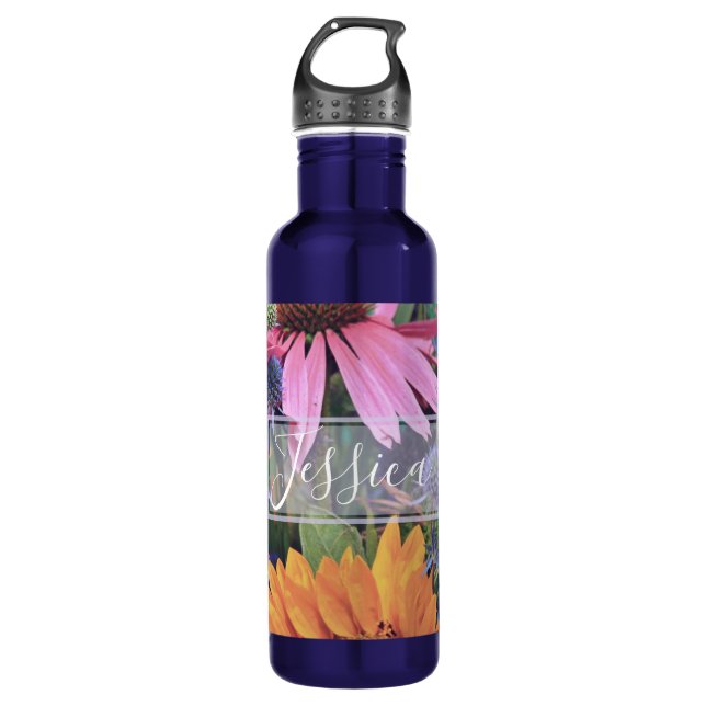 Bouteille D'eau Bright Colorful Flowers Personalised (Devant)