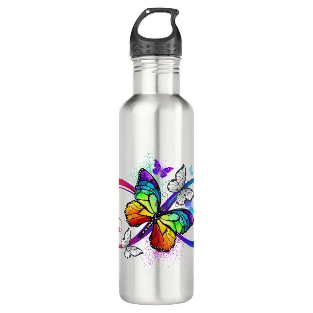 Bouteille D'eau Bright infinity with rainbow butterfly (Devant)