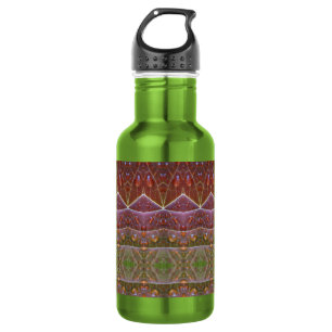 Bouteille D'eau Bronze et feuille verte Ikat Zen