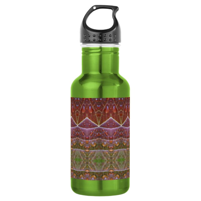 Bouteille D'eau Bronze et feuille verte Ikat Zen (Devant)