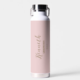 Bouteille D'eau Bronze Rouge rose moderne Monogramme Bachelor