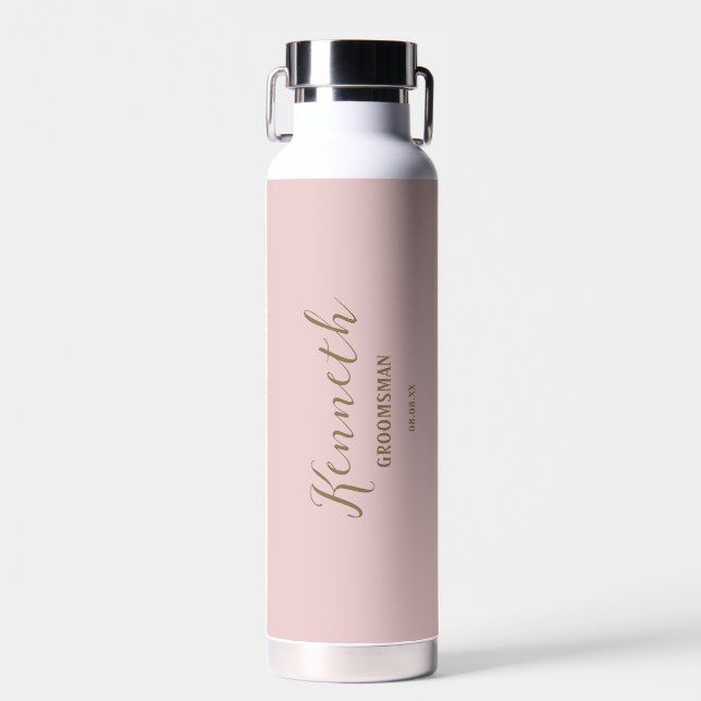 Bouteille D'eau Bronze Rouge rose moderne Monogramme Bachelor (Avant)