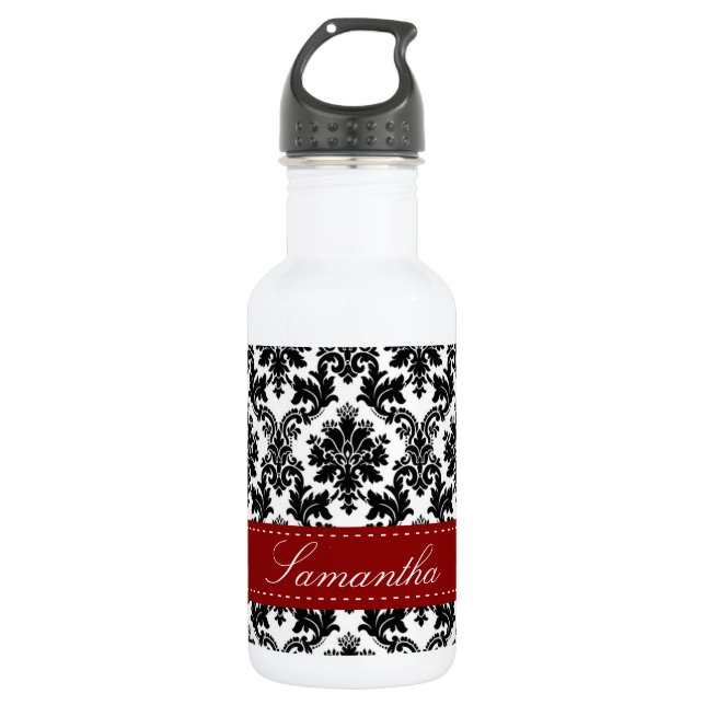 Bouteille D'eau Broquade en dentelle noire Damask 32. oz. (Devant)