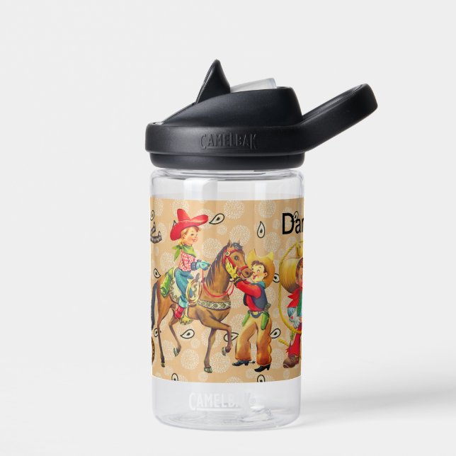Bouteille D'eau Buckaroo Cowboy Ajouter le nom de l'enfant (Gauche)