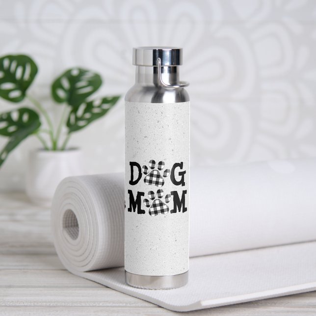 Bouteille D'eau Buffalo Plaid DOG MOM Pawprints (Yoga)
