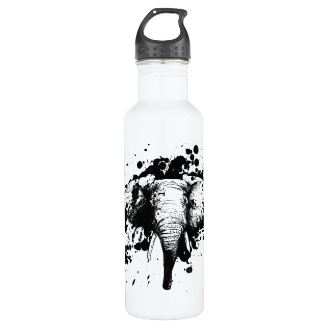 Bouteille D'eau Bull Elephant en noir Splash Choisissez votre Arri (Devant)