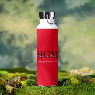 Bouteille D'eau Business Modern Rouge Noir 3 Lettre Monogramme Log