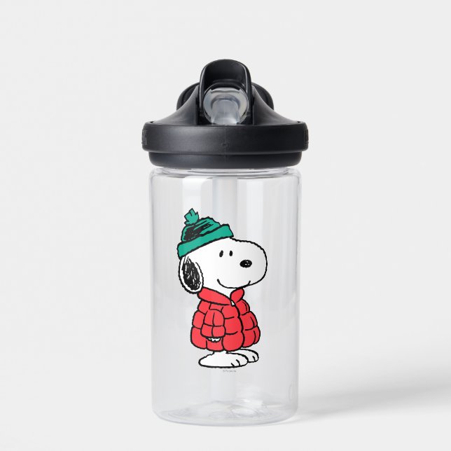 Bouteille D'eau cacahuètes | Snoopy Chat d'hiver et Casquette (Avant)