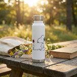 Bouteille D'eau cacahuètes | Snoopy & Woodstock Rouge & Noir<br><div class="desc">Cette jolie oeuvre d'art rouge et noir Peanuts présente le Snoopy et le Woodstock.</div>
