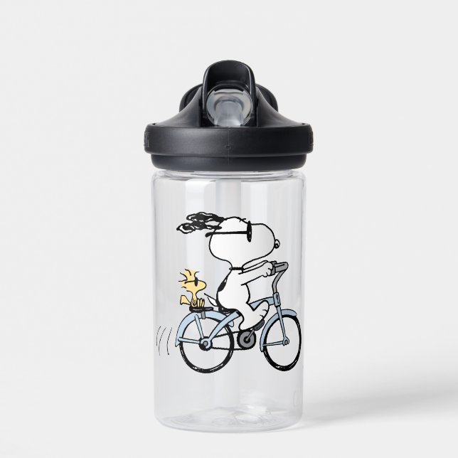 Bouteille D'eau cacahuètes | Vélo Snoopy & Woodstock (Avant)