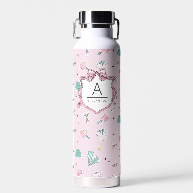Bouteille D'eau Cadeau de pickleball monogrammé pour elle (Avant)