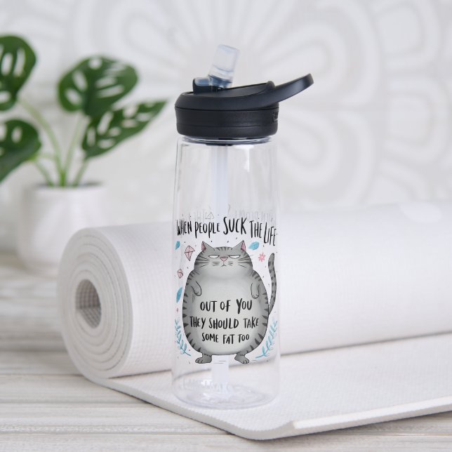 Bouteille D'eau Cadeau drôle pour amateur de chats (Yoga (pivotée))