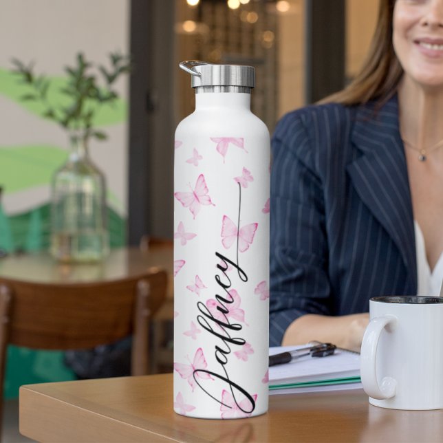 Bouteille D'eau Cadeau Motif Papillon rose pour Bridesmaid personn (Créateur téléchargé)