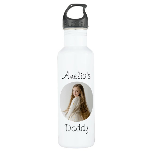 Bouteille D'eau Cadeau papa personnalisé - Visage enfant personnal (Devant)