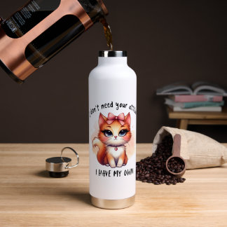 Bouteille D'eau Cadeau pour amateur de chat drôle Je n'ai pas beso