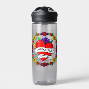 Bouteille D'eau Cadeau romantique à deux   Art du style tatouage
