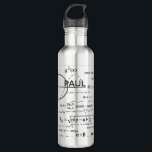 Bouteille D'eau Cadeaux de physique personnalisés pour les physici<br><div class="desc">Vous n'êtes pas sûr de savoir ce qu'il vous faut pour le fan de physique de votre vie ? C'est une idée géniale avec un design cool de diagrammes et de formules de physique soignées avec un espace pour votre personnalisation. Ajoutez nom/initiales/monogrammes ou supprimez si vous le souhaitez ou cliquez...</div>