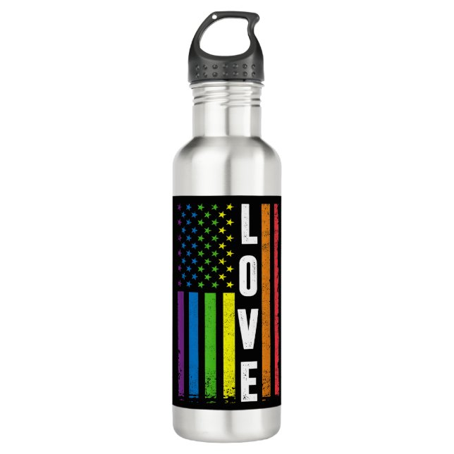 Bouteille D'eau Cadeaux gay pride Hommes Femmes LGBT Arc-en-ciel D (Devant)