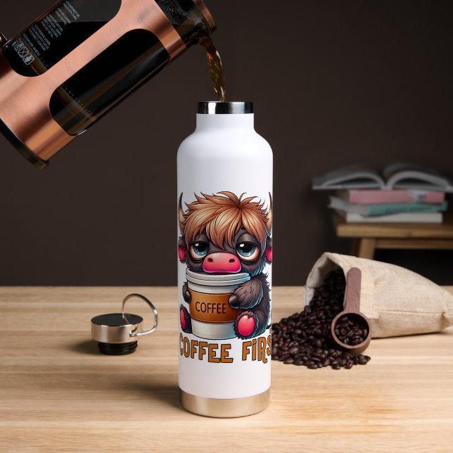 Bouteille D'eau Café d'abord  (Café (pivotée))