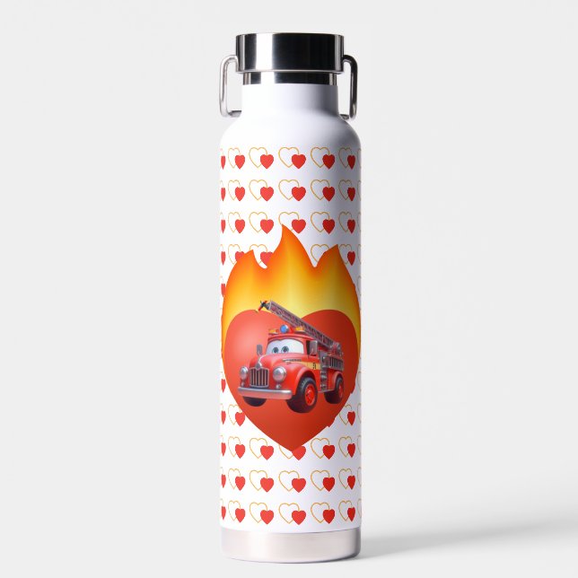 Bouteille D'eau Camion de pompier mignon Saint Valentin (Avant)