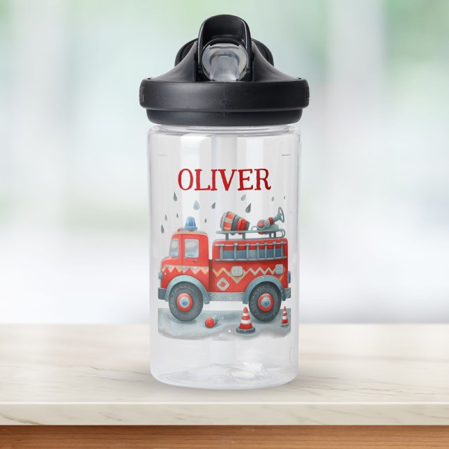 Bouteille D'eau Camion de pompiers rouge et gris mignon  (Créateur téléchargé)
