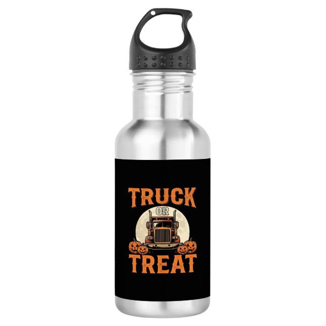 Bouteille D'eau Camion ou Traiter Halloween Conception de semi-rem (Devant)