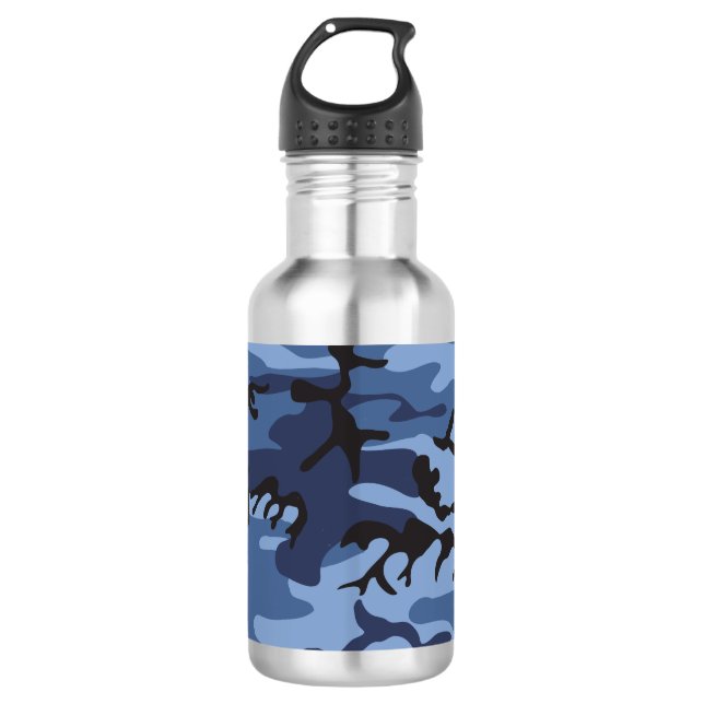 Bouteille D'eau Camouflage bleu marine, Militaire, Armée (Devant)