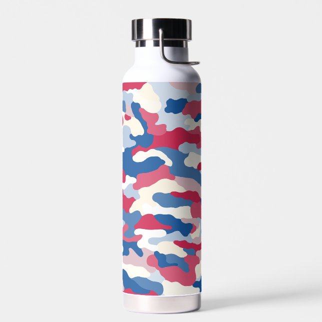 Bouteille D'eau Camouflage rouge blanc et bleu (Gauche)