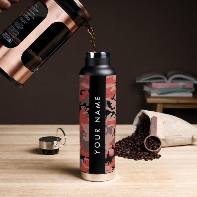 Bouteille D'eau Camouflage rouge et Brown Votre nom Personnalisez (Gym)