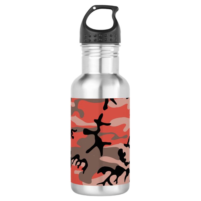 Bouteille D'eau Camouflage rouge et marron, Militaire, Armée (Devant)