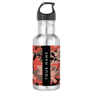 Bouteille D'eau Camouflage Rouge et Marron Personnalisé Votre nom