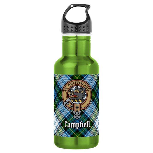 Bouteille D'eau Campbell Crest sur tartan de robe (Devant)