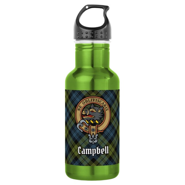 Bouteille D'eau Campbell Crête sur Tartan (Devant)