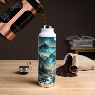 Bouteille D'eau Camping avec Montagnes et Tente