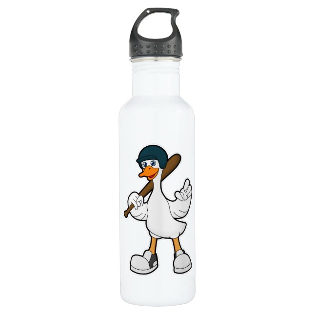 Bouteille D'eau Canard au baseball avec raquette et casque de base (Devant)