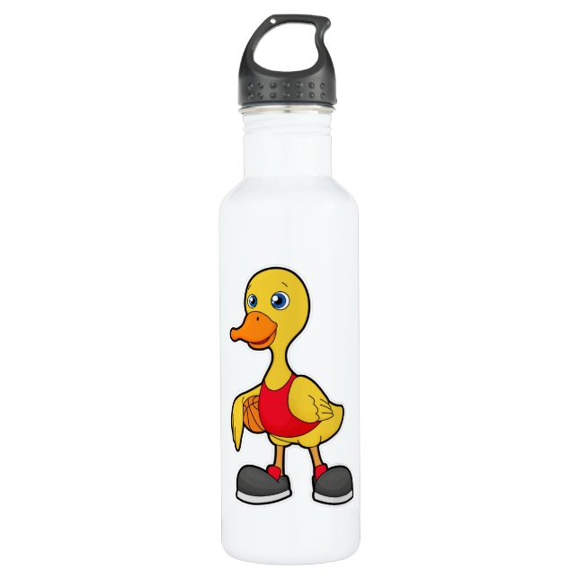 Bouteille D'eau Canard comme joueur de basket-ball avec basket-bal (Devant)