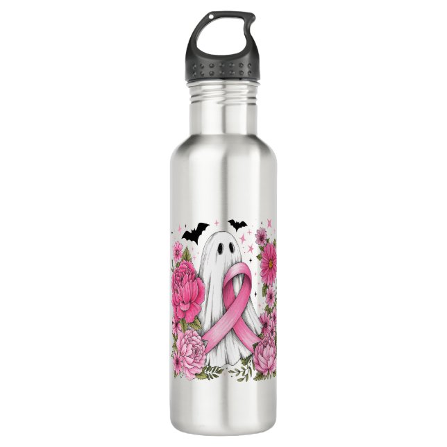Bouteille D'eau Cancer du sein Halloween Ghost Boho (Devant)