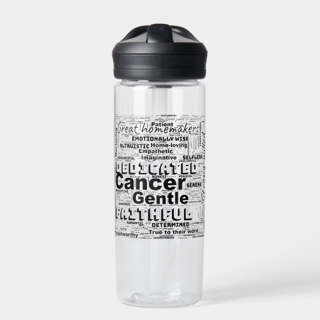 Bouteille D'eau Cancer Zodiac Mot Cloud Inspiration (Extérieur)