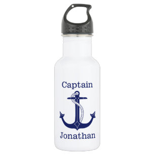Bouteille D'eau Capitaine nautique Blue Anchor Add Name